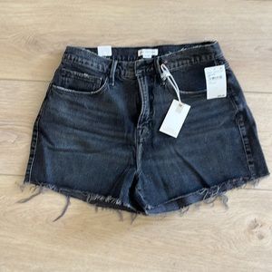 Black denim shorts